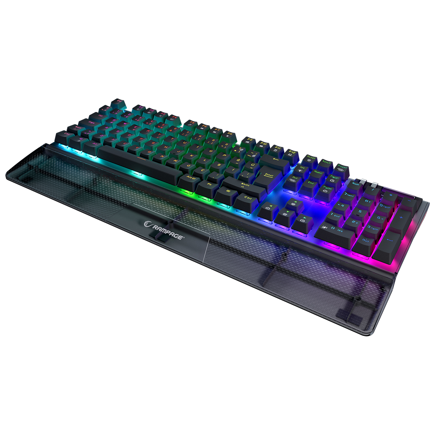 Rampage Carbon Siyah RGB Q Gaming Oyuncu Klavye Bilek Destekli Red Switch